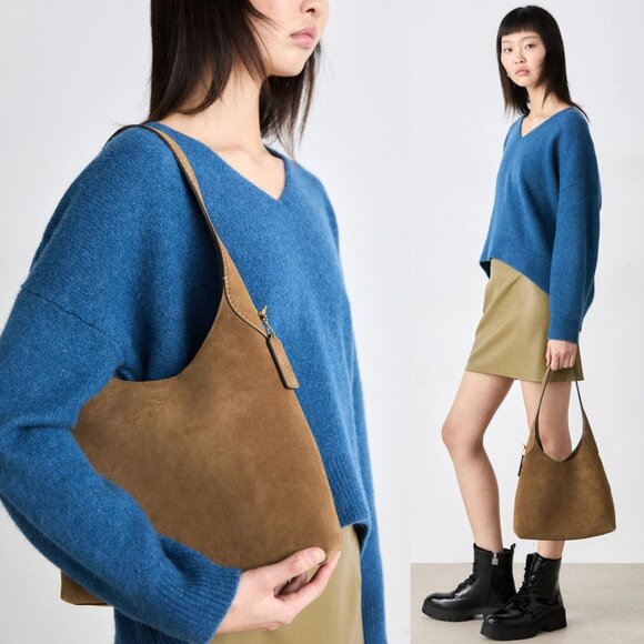 Coach Handbags - Coach Brooklyn Suede 28 Cedar Brown Shoulder Bag